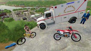 Rescue team saves stuntman trapped on mountain | Farming Simulator 22