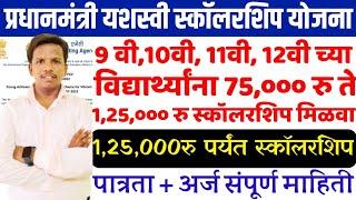 PM Yashasvi Scholarship Yojana 2024-25 | मुलांना 75,000 ते 1,25,000रू स्कॉलरशिप योजना अर्ज सुरू