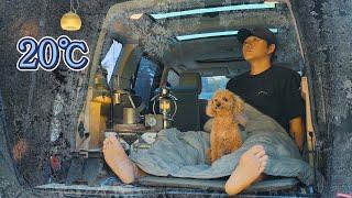 40℃ Solo Car Camping in Heat Wave . Cozy Relaxing with My Dog . ASMR