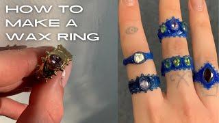 how to carve a wax ring using the build up method | with gemstones!