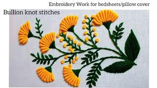 Embroidery Stitch bullion knot Design.