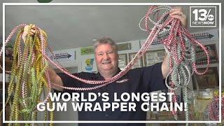 Six decades of dedication: Virginia Beach man's world-record gum wrapper chain