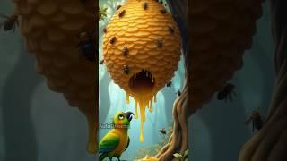 "The Hungry Parrot and the Angry Bees  | #ai #parrot #trending #youtubeshorts #animals #shorts #yt