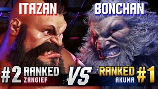 SF6 ▰ ITAZAN (#2 Ranked Zangief) vs BONCHAN (#1 Ranked Akuma) ▰ High Level Gameplay