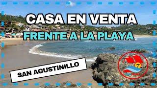 Casa Cabaña con Terreno en venta frente al mar | Playa San Agustinillo