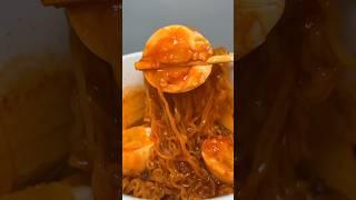 tteokbokki sauce ramen noodles with half-boiled eggs #asmr #koreanfood