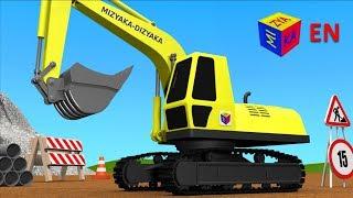 Trucks for children kids. Construction game: Crawler excavator