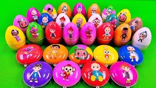 Rainbow Eggs CLAY: Cleaning Pinkfong Cake Shapes with SLIME Coloring! Satisfying ASMR Videos