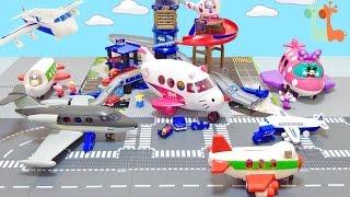 Fast Lane Airport Playset and Hello Kitty Jet Plane , Minnie Mouse Polka Dot Jet