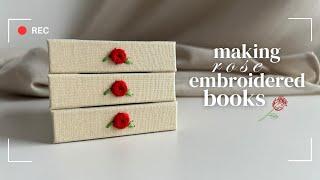 let's make handmade rose embroidered books  soft gentle music, cozy bookbinding