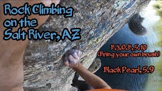 Rock climbing on the Salt River, AZ