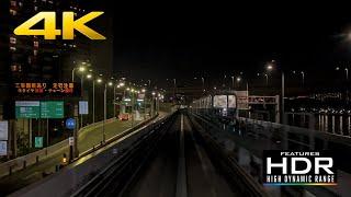  [4K HDR] Yurikamome Line (Monorail) From Odaiba to Shimbashi By Night | Tokyo, Japan 