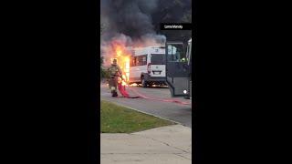 Winnipeg firefighters tackle paratransit van blaze minutes after passengers escape