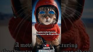Feline Adventure: Cat in Red Knitted Motorcycle Helmet #shorts