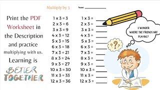 Multiply by 3, Print PDF Worksheet & Practice, Simply Swank Homeschool, Like, Share, Subscribe