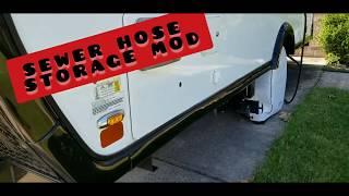 Travel Trailer/RV Sewer Hose Storage Mod for our Little Guy Max/ Tiny House on Wheels