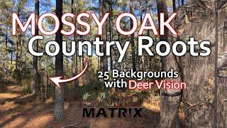 See Mossy Oak Country Roots hunting camo in Human and Deer Vision on 25 Backgrounds