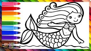 Drawing and Coloring a Cute Mermaid ‍️ Drawings for Kids