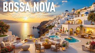 Summer Jazz Bossa Nova ~ Beach Cafe & Bossa Nova Music with Ocean Waves ~ Chill Music Café SANTORINI