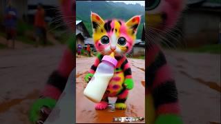  Beautiful Kitty Cute Cat Holding milk bottle Drinking Milk Cute kitten 343#Cat#dudidudidam#shorts