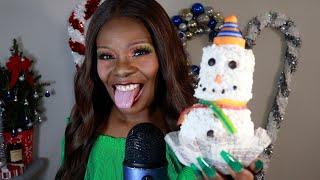 ️ SNOWFLAKES SNOWMAN CHOCOLATE CARAMEL MARSHMALLOW APPLE ASMR EATING SOUNDS