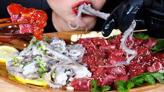 산낙지의 계절이 왔다  Octopus, Raw beef