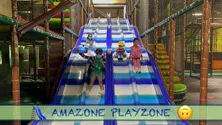 38,000 sqf Amazone Playzone indoor playground with many fast slides, skyride & more