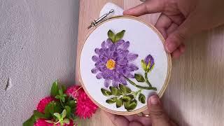 Simple Flower Embroidery Design from Organza Ribbon