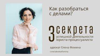 Как разобраться с делами? Или три секрета успешной деятельности юриста-процессуалиста - Елена Фомина