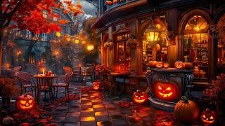 Relaxing Halloween Jazz Playlist - Mystery Coffee Shop Ambience & Crackling Fireplace ~ Fall Jazz