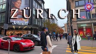 ZURICH SWITZERLAND  Stroll in City Center / Bahnhofstrasse Jelmoli along Niederdorf Evening Walk 4K