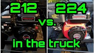 Predator 212 Vs.224 in the Keyfarm gokart engine powered truck. Harbor freight engine comparison .