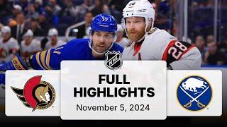 NHL Highlights | Senators vs. Sabres | November 05, 2024