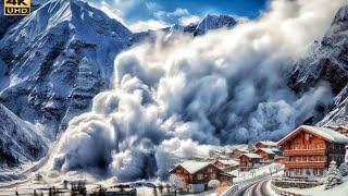 HUGE RISK OF AVALANCHE IN THE SWISS ALPS  A WHOLE SWISS VILLAGE IN DANGER