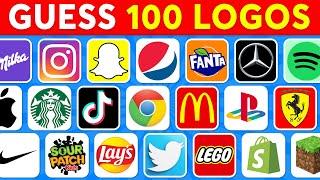 Guess the Logo in 3 Seconds  100 Famous Logos | Logo Quiz 2024