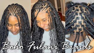 Detailed Fulani Flip-Over Boho Braids Tutorial | Parting, Adding Hair + More | Ywigs