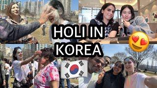 MY FIRST HOLI EVER | Korea vlog, cherry blossom