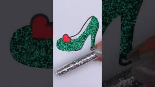 Christmas Princess Shoe  Magical Glitter Art  #glitter #glitterart #princess #kids #art