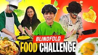 Blindfold food challenge with friends 