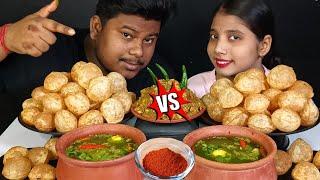 Street Side 100 Panipuri Eating Challenge | Golgappa Eating | Phuchka Eating | Spicy Matka Golgappa