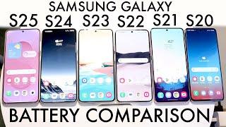 Samsung Galaxy S25 Vs Samsung Galaxy S24 Vs Galaxy S23 Vs S22 Vs S21 Vs S20 Battery Comparison!