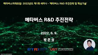 메타버스미래포럼 2022년도 제1회 세미나(2022.6.9.): '메타버스 R&D 추진전략' (방준성 ETRI 박사)