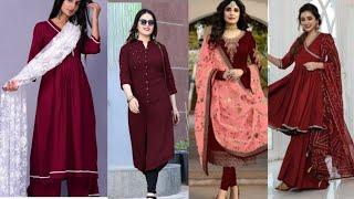 Maroon Colour Combination Dress Design idea 2022 // Party wear Embroidery Suit Designing Ideas,