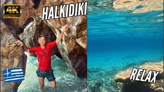 CHALKIDIKI GREECE RELAXING SNORKELING | Kassandra & Sithonia & Athos | 4K