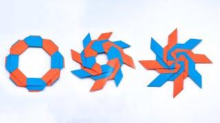 Paper transforming Ninja Star Toys Making Easy | Paper Transforming Ninja Star No Glue No Tape