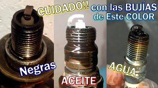 Bujías OXIDADAS o NEGRAS con ACEITE con AGUA con OLOR a GASOLINA y Todas Sus FALLAS te lo Explico!!