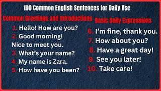 Learn to Speak English Fluently: Top 100 Daily Sentences part 1