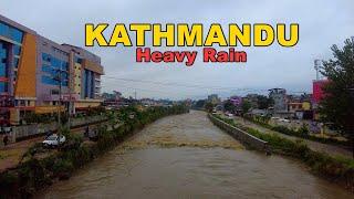 HEAVY Rain in KATHMANDU - 4K Virtual Walk Around New Buspark - Machha Pokhari - Balaju Bypass 2024