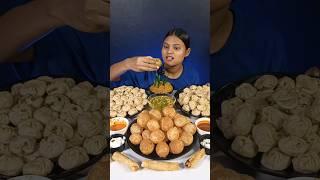 1 Plate Spicy Golgappa 2 Plate Spicy Momos Eating Challenge | Pani Puri, Spring Roll #shorts