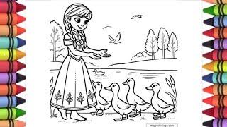 How to draw Anna from Frozen, Disney princess elsa anna, Frozen movie 2 colouring pages